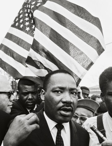 Steve Schapiro Martin Luther King Jr. and Flag, King on the Selma March, 1965