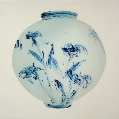 Blue Chrysanthemum Moon Jar #1