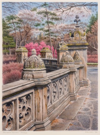 Frederick Brosen (b. 1954)  Bethesda Fountain Terrace, 2022  Watercolor over graphite on paper, 18 3/4 x 14 in.