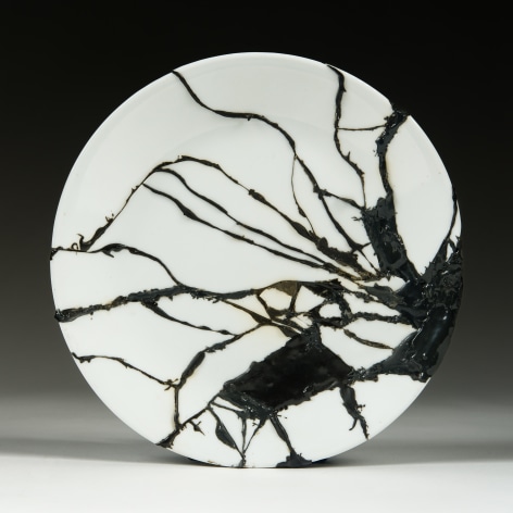 Mar&iacute;a Elena Gonz&aacute;lez (b. 1957)  Plate II, 2022  Vitrelle porcelain, epoxy, aluminum  12 x 10 x 3 3/4 in.