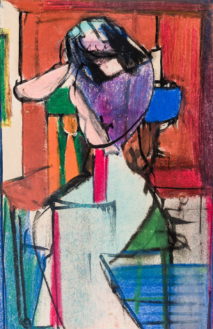 Franz Kline (1910&ndash;1962), &quot;Elizabeth,&quot; 1948. Oil, ink, and pastel on paper, 8 1/8 x 5 1/4 in.