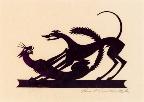 HUNT DIEDERICH (1884&ndash;1953), &quot;Cat and Dog.&quot; Paper cutout 4 3/4 x 6 3/4 in.