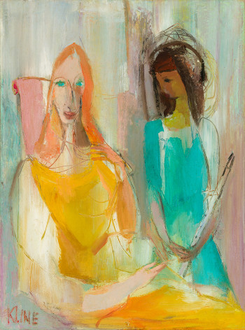 Franz Kline (1910&ndash;1962), &quot;Miriam and Sue Orr with Flute,&quot; 1948. Oil on canvas, 30 3/4 x 22 3/4 in.