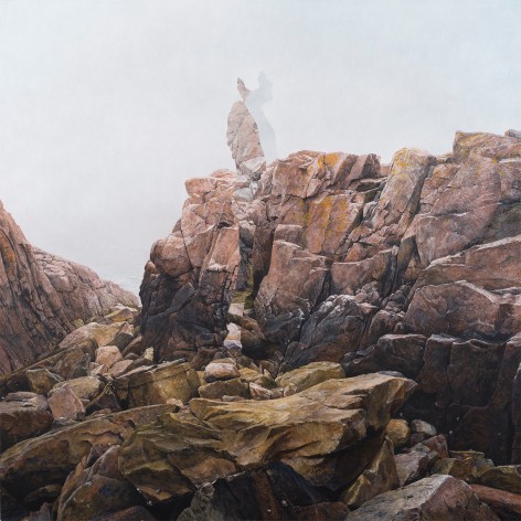 Colin Hunt (b. 1973), Untitled (Red Rocks), 2021, Egg tempera on panel, 42 x 42 in.