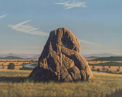 David Ligare (b. 1945), &quot;Landscape with Owl (ATHENE NOCTUA),&quot;&nbsp;2024. Oil on canvas, 40 x 50 in.