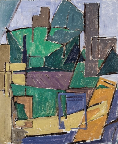 House and Tree Shapes, about 1916, Oil on canvas, 23 x 19 in.&nbsp;