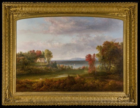 THOMAS DOUGHTY (1791&ndash;1856), &quot;Hudson River Landscape,&quot; 1852. Oil on canvas, 38 x 48 in. Showing period gilded frame.