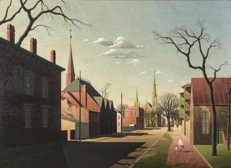 Image of Thomas Fransioli's Street Scene, South Boston, oil on canvas, 22 by 33 inches, painted in 1951.