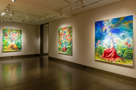 installation view of Julie Heffernan's solo exhibition, &quot;The swamps are pink with June,&quot; at Hirschl &amp; Adler Modern, New York