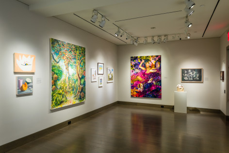 &quot;Summer Selections 2023.&quot; Gallery 3 view with works by Louisa Chase, Amy Weiskopf, Julie Heffernan, Angela Fraleigh, Colin Hunt, and Lily Cox-Richard, among others.