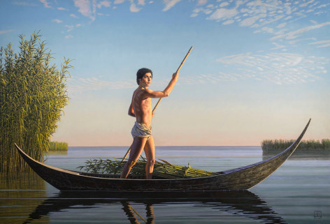 The Cane Gatherer (Qanu), 2010-2014, Oil on canvas, 60 x 90 inches