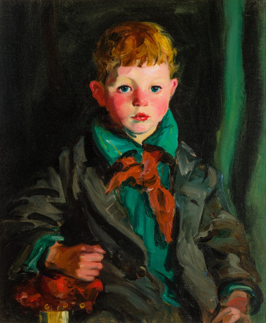 ROBERT HENRI (1865&ndash;1929, &quot;Portrait of Michael MacNamara (Boy in Green Shirt),&quot; 1925. Oil on canvas, 24 x 20 in.