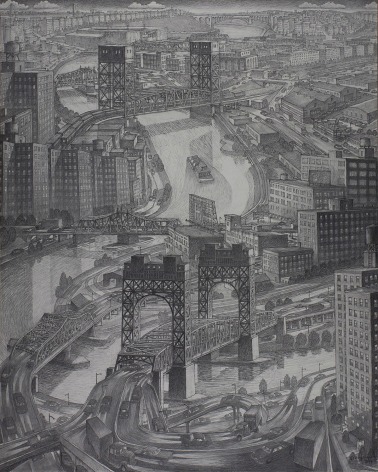 Douglas Cooper (b. 1946), Harlem River Bridges, 2014