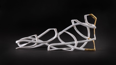 Elizabeth Turk (b. 1961), Passage 13, 2015-23, Marble and gold leaf, 10 1/2 x 22 1/2 x 2 3/4 in.