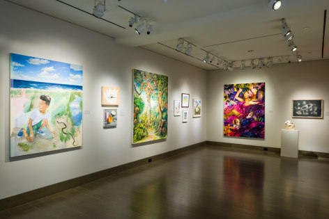 &quot;Summer Selections 2023.&quot; Gallery 3 view with works by James Everett Stanley, Louis Chase, Amy Weiskopf, Julie Heffernan, Colin Hunt, Angela Fraleigh, and Lily Cox-Richard, among others.