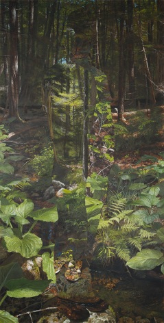 egg tempera painting by Colin Hunt of a silhouette's void in a landscape