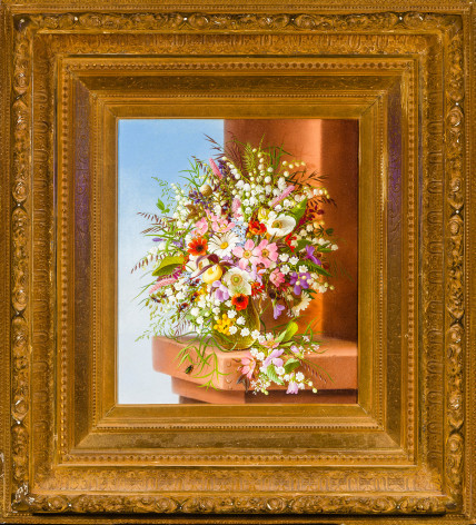 ADELHEID DIETRICH (1827&ndash;1891), Spring Bouquet, 1878. Oil on canvas, 13 1/2 x 11 1/2 in. Showing gilded frame.
