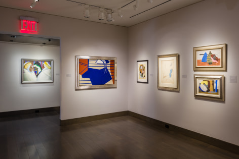 &quot;Summer Selections 2023.&quot; Gallery 1 view with works by Joseph Stella, Ralston Crawford, George L. K. Morris, Stuart Davis, and Charles Howard.