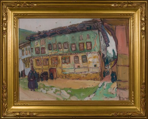 JANE PETERSON (1876&ndash;1965), &quot;Sultana's Palace, Constantinople,&quot; 1924. Gouache on paper, 17 7/8 x 24 in. Showing gilded American Impressionist-style frame.