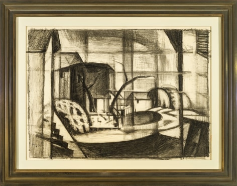 Image of Oscar Bluemner's Study for &quot;Old Canal, Red and Blue (Rockaway, Morris Canal)&quot;, charcoal on paper, 14 x 20 inches, drawn in 1916