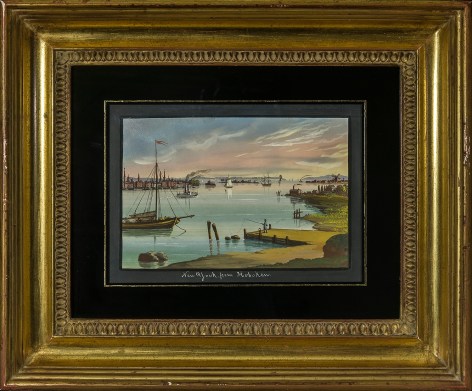 NICOLINO CALYO (1799–1884), "New York from Hoboken," about 1835–40. Gouache on paper, 6 3/8 x 8 7/8 in