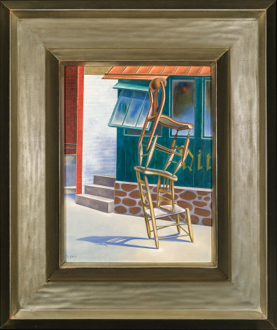 OSVALDO LOUIS GUGLIELMI (1906&ndash;1956), &quot;Tumblers, 1942. Oil on composition board, 10 x 8 in. Showing gilded Modernist frame.