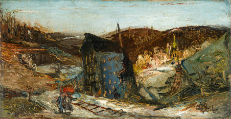 Franz Kline (1910&ndash;1962), &quot;Pennsylvania Landscape (Lehigh River),&quot; 1944. Oil on canvas, 6 x 12 in.