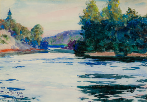 FRANK W. BENSON (1862&ndash;1951), &quot;River Landscape,&quot; 1924. Watercolor on paper, 14 1/4 x 20 1/2 in.