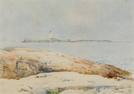 CHILDE HASSAM (1859&ndash;1935), &quot;White Island Lighthouse, Isles of Shoals,&quot; 1890. Watercolor on paper, 14 x 20 in.