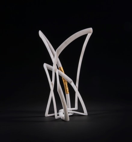 Elizabeth Turk (b. 1961), Passage 5, 2023, Marble and gold leaf, 9 1/2 x 4 1/2 x 4 1/2 in.