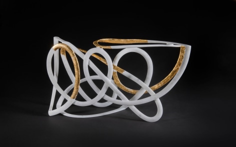 Elizabeth Turk (b. 1961), Passage 6, 2014-22, Marble and gold leaf, 9 1/2 x 16 3/4 x 4 in.
