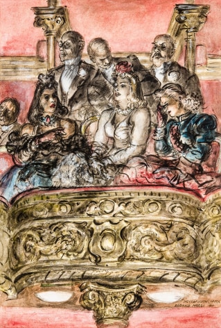 REGINALD MARSH (1898–1954), "Metropolitan Opera," 1940. Chinese ink and watercolor on paper, 22 x 15 1/4 in.