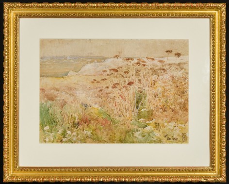 CHILDE HASSAM (1859&ndash;1935), &quot;Isles of Shoals,&quot; 1890. Watercolor on paper, 13 3/4 x 19 3/4 in. Showing gilded Louis XIII-style watercolor frame and mat.