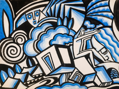 WINOLD REISS (1886–1953), "Untitled." Ink on paper, 14 7/8 x 19 7/8 in.