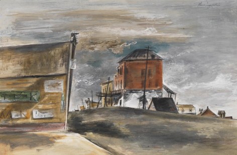 YASUO KUNIYOSHI (1889–1953), "Virginia City, Nevada," 1941. Gouache on gessoed panel, 12 x 8 in.