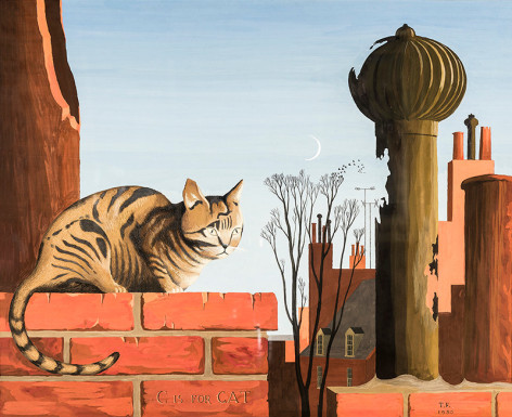 THOMAS FRANSIOLI (1906–1997), "C is for Cat," 1950. Gouache on paper, 15 x 18 3/4 in.