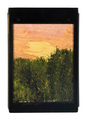 Dark Sunset Oil on Polaroid film cartridge backing paper, 3 7/8 x 3 1/4 in.