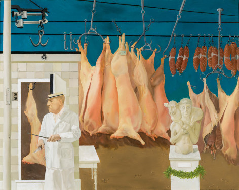 Meat and Greek Sculpture, 2003.  Oil on canvas, 15 x 19 in.