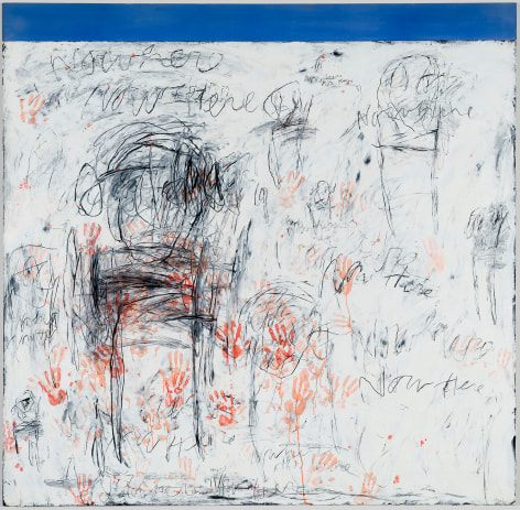 Image of Louisa Chase's Nowhere, Now Here, painted in 1986-87.  Oil and wax on canvas, 82 by 82 inches.