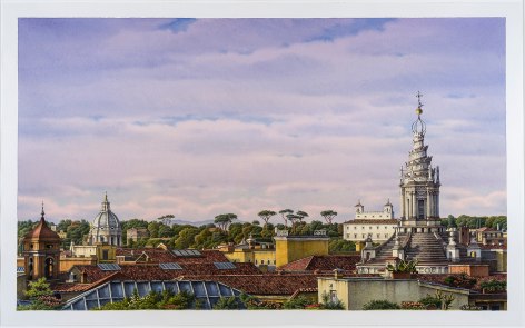 Rome Rooftops II​, 2015, Watercolor over graphite on paper, 30 x 50 in.&nbsp;