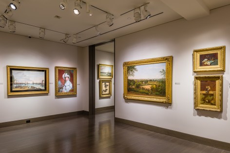 &quot;American Cornucopia.&quot; Installation view showing 7 paintings over 2 gallery rooms.