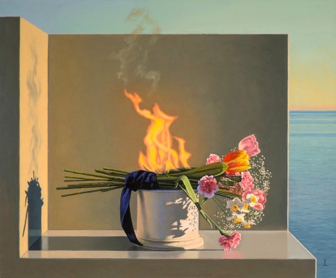 Still Life with Burning Flowers (Offering), 2015, Oil on canvas, 20 x 24 inches