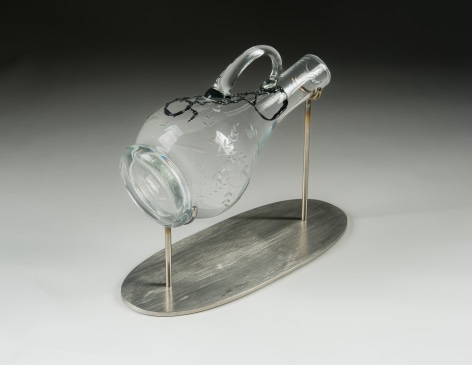 Mar&iacute;a Elena Gonz&aacute;lez (b. 1957)  D-1, 2022  Glass, epoxy, and stainless steel  10 x 5 in. (glass); 9 1/2 x 12 x 5 in. (on stand)