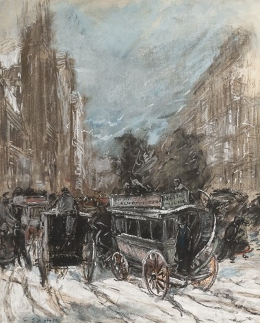 EVERETT SHINN (1873&ndash;1953), &quot;Fifth Avenue,&quot; 1900. ​Pastel on paper, 20 x 16 in.