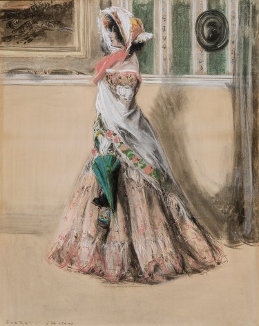 Image of Everett Shinn's Julia Marlowe as Barbara Frietchie in the Play, &quot;Barbara Frietchie, The Frederick Girl&quot;, pastel on paper mounted on board, 37 3/4 by 29 3/4 inches, painted in 1899.