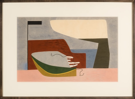 CHARLES HOUGHTON HOWARD (1899&ndash;1978), &quot;Untitled,&quot; 1935. Gouache on paper, 13 x 19 1/2 in. Showing frame and window mat.