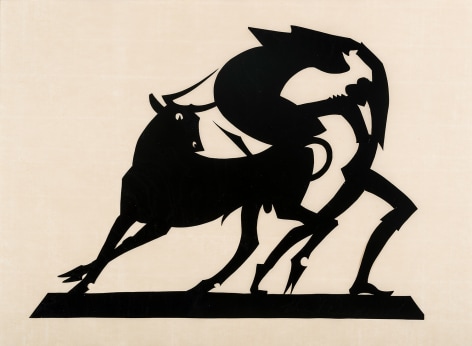 HUNT DIEDERICH (1884&ndash;1953), &quot;Matador and Bull (Large).&quot; Paper cutout, 9 1/2 x 13 in.