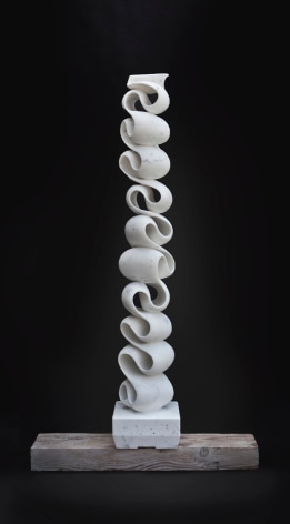 Elizabeth Turk (b. 1961), &quot;Script: Column 9,&quot; 2018. Marble, 56 1/2 in. high x 10 in. wide x 10 in. deep (83 in. with wood base)