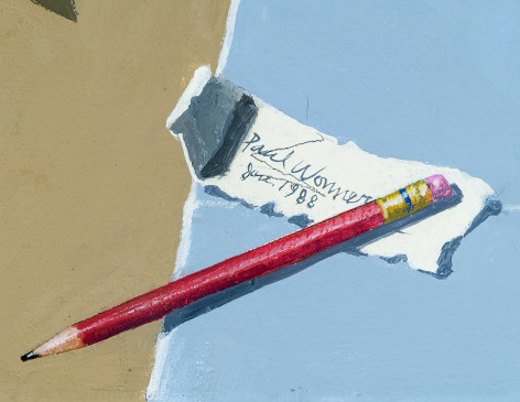 Paul Wonner (1920&ndash;2008), Dutch Still Life with Flowers in Pitchers, Two Tables and a Chair&nbsp;(detail of trompe l&#039;ceil signature), 1988