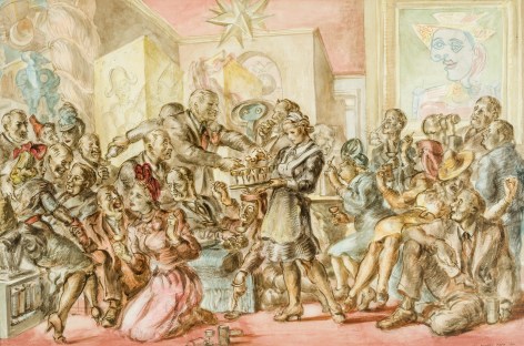 REGINALD MARSH (1898&ndash;1954), &quot;Cocktails&mdash;5 to 7,&quot; 1940. Watercolor and pencil on paperboard, 26 1/2 x 40 in.